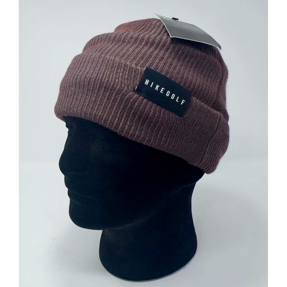 NEW Nike Golf Rib Knit Beanie Hat Burgundy Marled Cuffed Unisex OSFM Outdoor